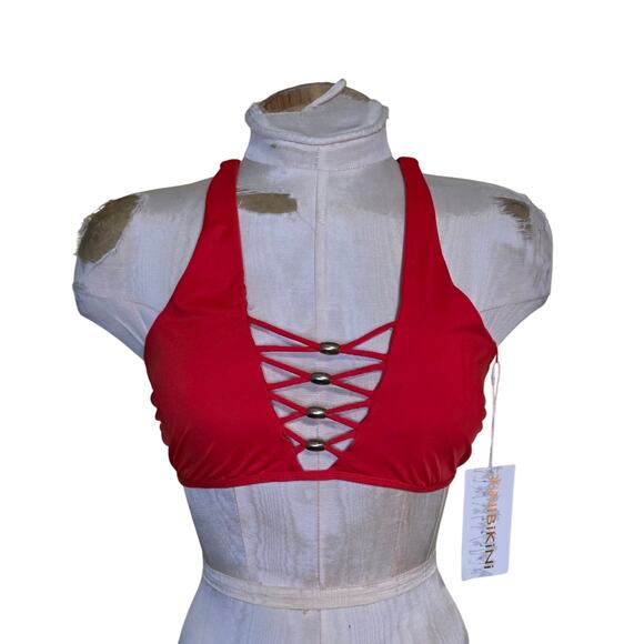 TINiBIKiNI Women’s Bikini Swimsuit Top Size XL NWT Blood Orange - Picture 1 of 6
